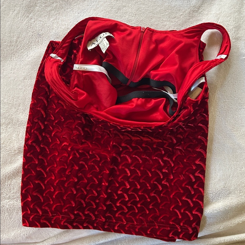 Vintage 80s/90s Algo Red Velvet Dress - Picture 14 of 16
